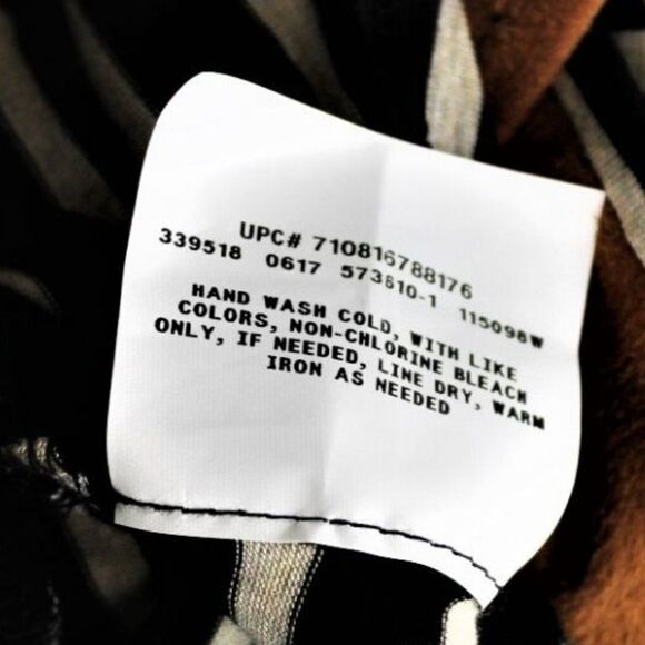 T-Shirt Dress Knee Length Short Sleeve Color Block Striped Black & Tan Sz Small - Picture 7 of 7